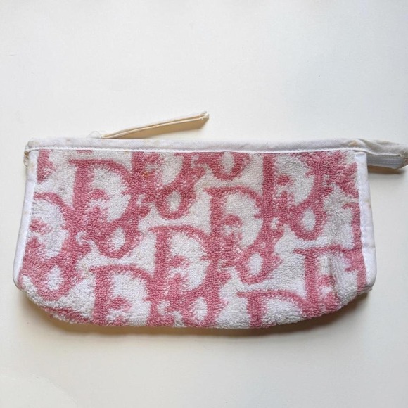 Dior Handbags - Christian Dior Terry Towel Cloth Clutch Pouch Pink Monogram Logo Trotter